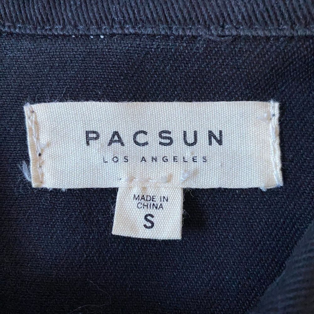 PacSun Los Angeles Jean Jacket Womens Size Small Black Braided Laced Back - Picture 9 of 16